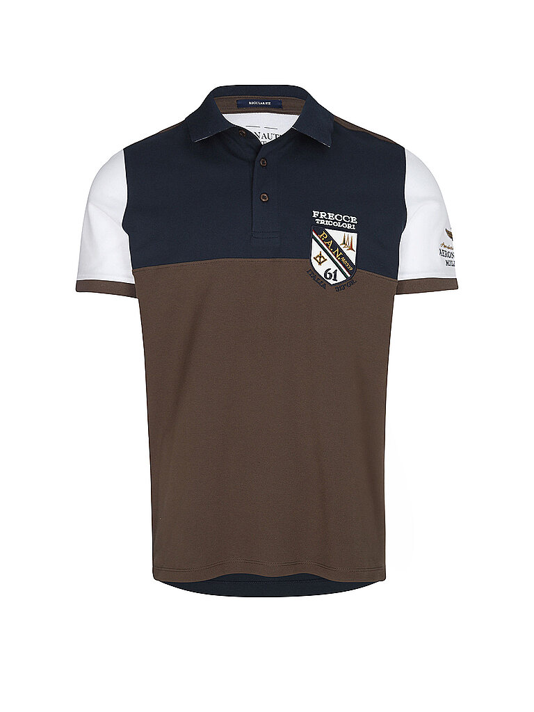 Aeronautica Militare Polo à Manches Courtes 261po1915up00191 Chestnut Brown / Blue Navy / Off White L Homme